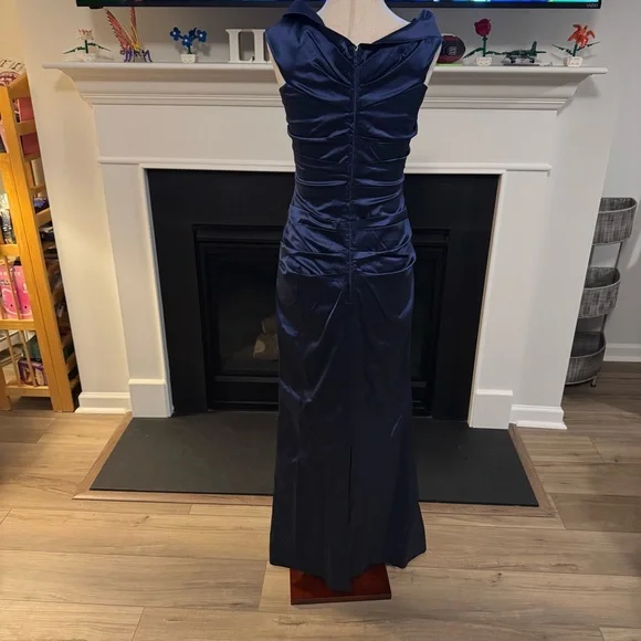 Rickie Freeman for Teri Jon Navy Ruched Evening Gown – Vintage Y2K – Size 6 - Picture 7 of 12